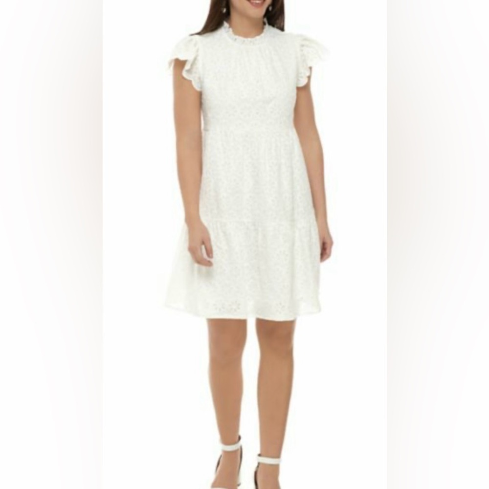 Crown & Ivy White Eyelet Mini Dress